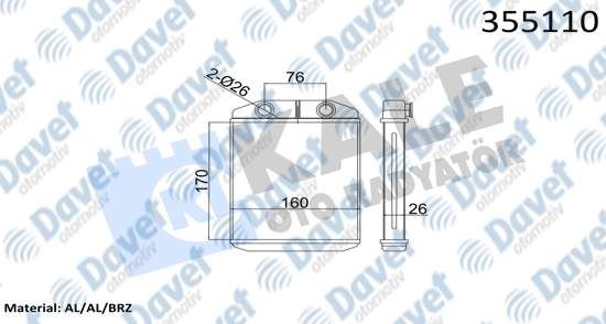 KALE 355110 Kalorifer Radyatoru Renault Clio Iv-Captur-Dacia Sandero Ii-Logan Ii 0.9/1.2tce 1.5dci 1.2 16v 12> (Borusuz) [Brazing Al/Al] [170x154x26]
